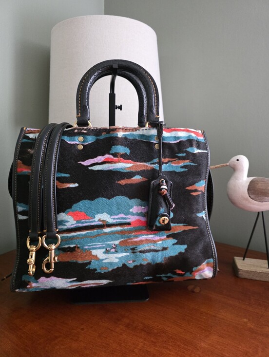 Coach Handbags - Coach Rogue 31 54554 Souvenir Sky Satchel Black Haircalf Leather Bag
